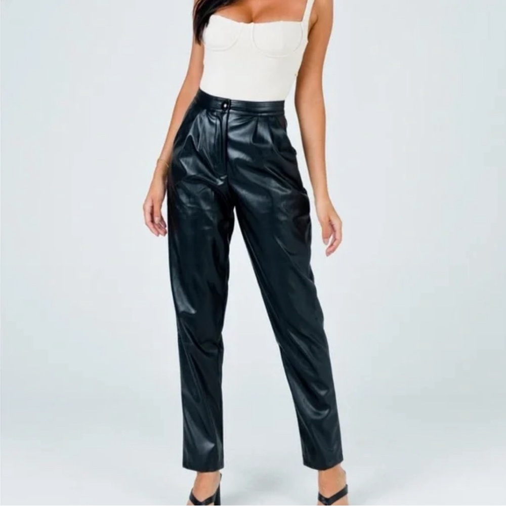 Princess Polly Love Club Pants Faux Leather Black